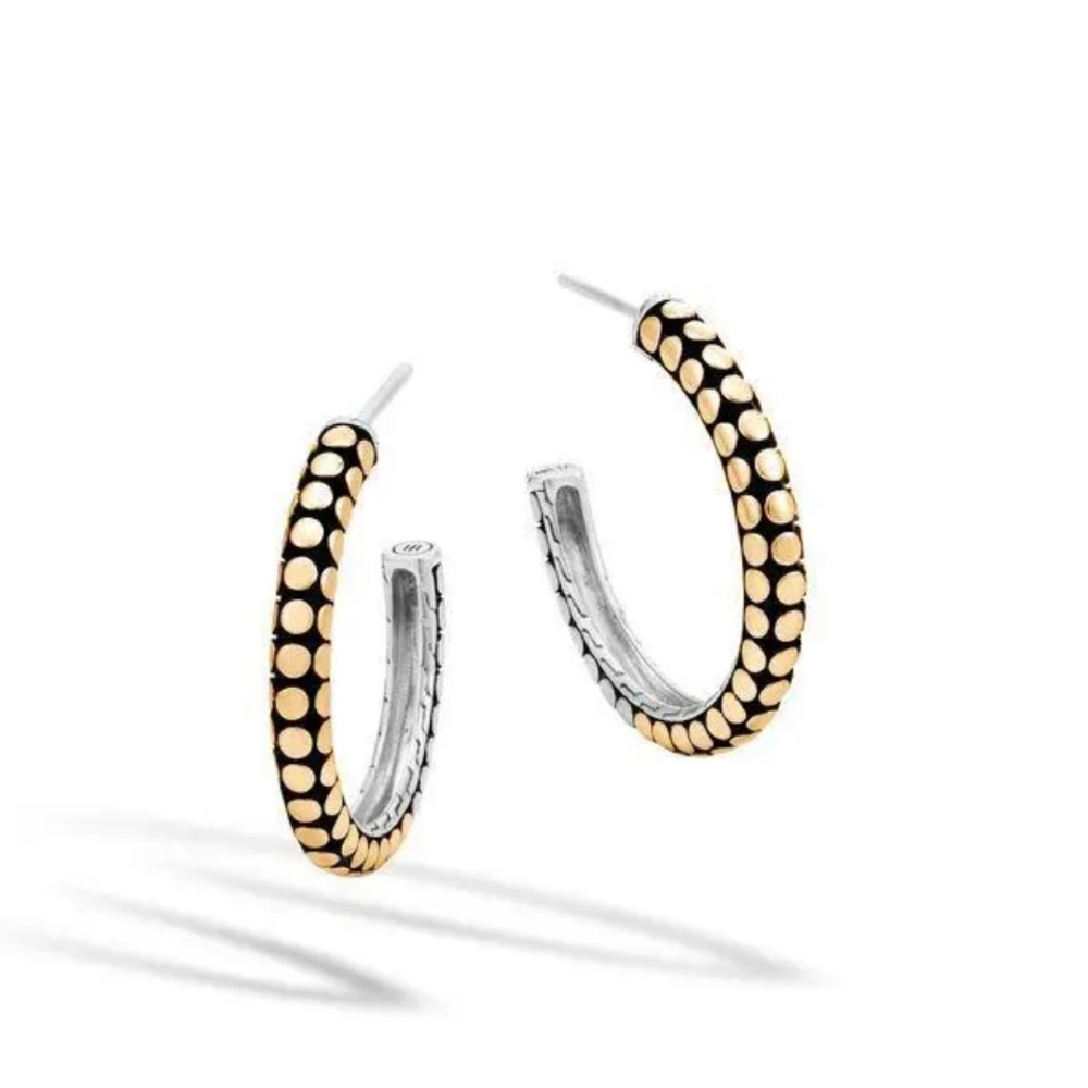 Brand New John Hardy Silver and 18ct Gold Dot earrings